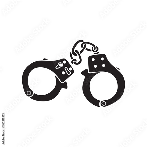 A pair of handcuffs connected by a chain symbolizing law enforcement and restraint