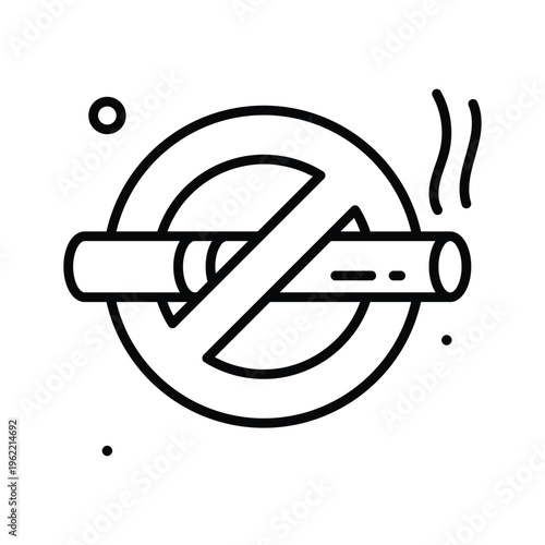 Easy to edit line icon of no smoking health restriction symbol