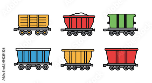 Railway Wagon Line art vector clean abstract
