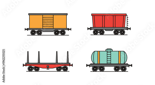 Railway Wagon Line art vector creative simple shapes illustration