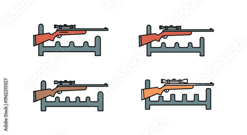 Rifle rack Line art vector modern abstract illustration