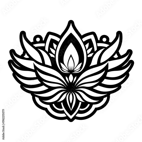 A solid style icon of holy flower tattoo