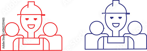 Construction worker team icons representing labor and teamwork.