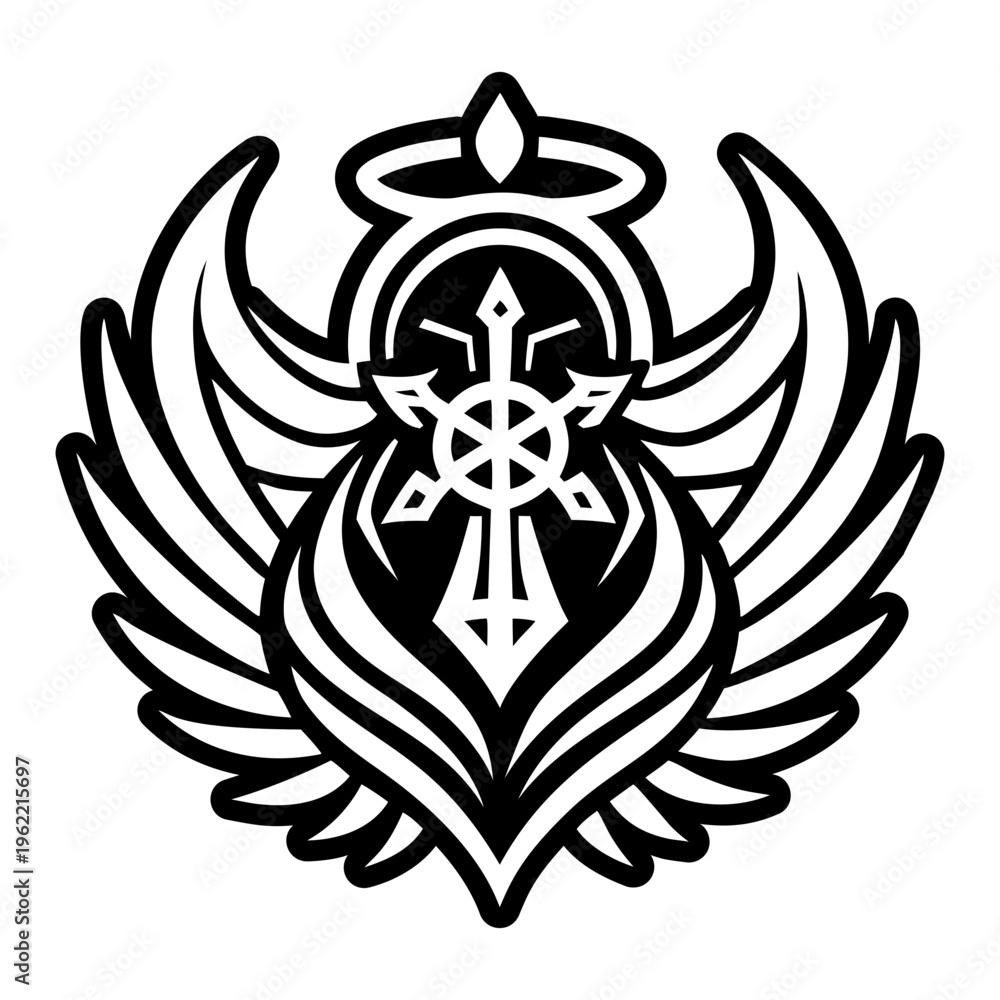 Fototapeta premium A glyph style icon of seraphim symbol