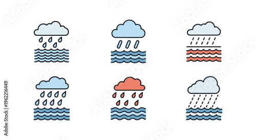 Rainfall Sea Line art minimal abstract graphic vector
