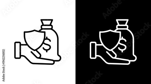 Savings White Icon Set Design