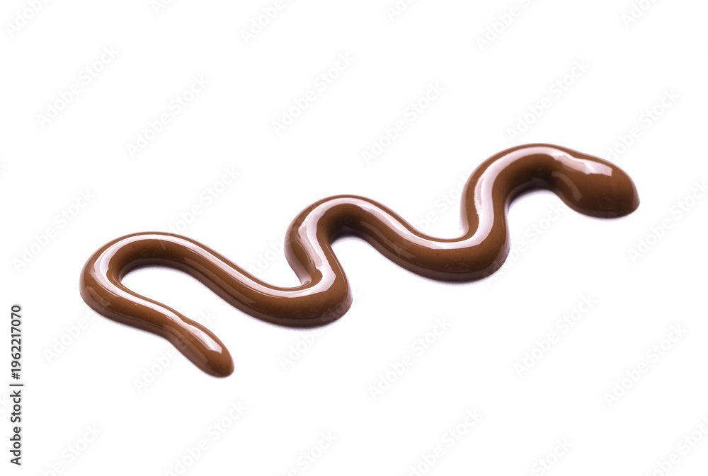 Fototapeta premium Melted chocolate zigzag on white background