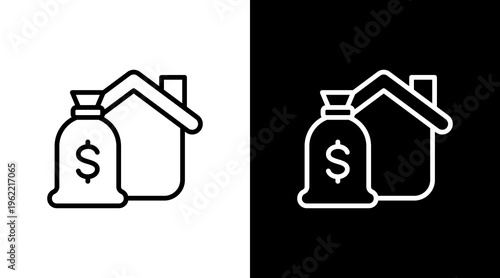 Mortgage White Icon Set Design