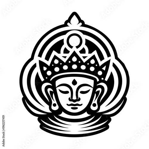 A glyph icon depicting bodhisattva head