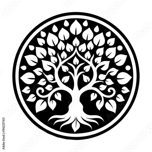 A glyph style icon depicting bodhi tree