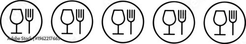 Food Safe Mark Outline Icon Logo Black Line Certification Symbol Quality Assurance Hygiene Standard Thin Line Vector Illustration