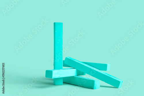 Turquoise chalks on color b...