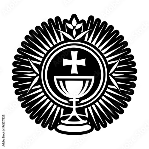 Eucharist cup tattoo, glyph style icon