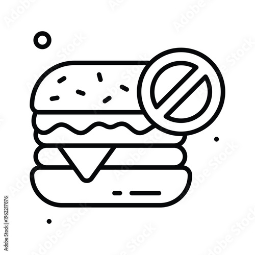 Well designed line icon representing no junk food healthy lifestyle