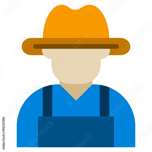 Flat Design art icon of a farmer wearing overalls