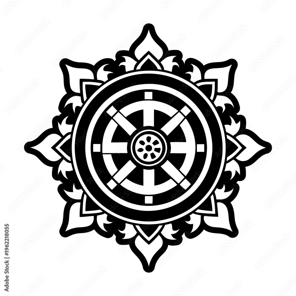 Obraz premium Kalachakra buddhist symbol icon in solid style