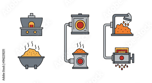 Smelting Line art vector set modern colorful pattern illustration