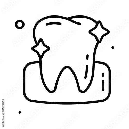 Modern line icon showing teeth dental care and hygiene concept