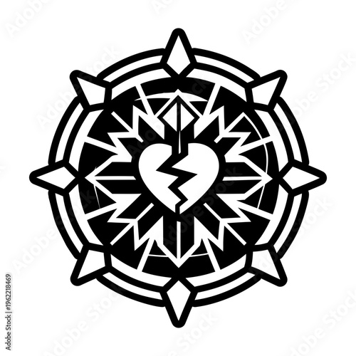 A solid style icon of shattered soul symbol