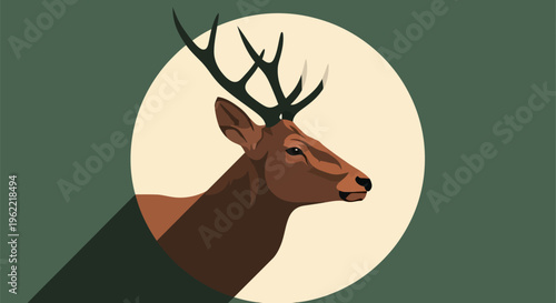 Majestic deer head with antlers in profile.