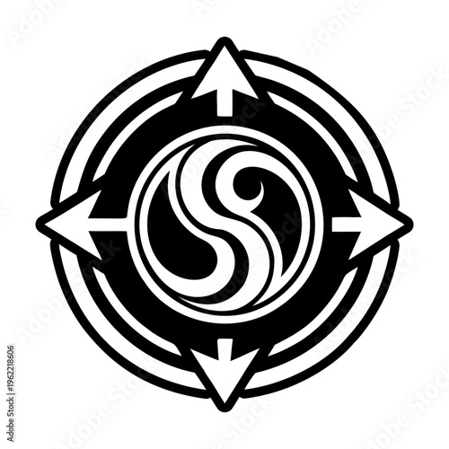 A glyph style icon of duality symbol