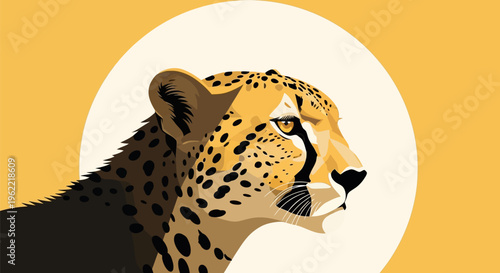 Majestic Cheetah Profile Illustration with Striking Details.