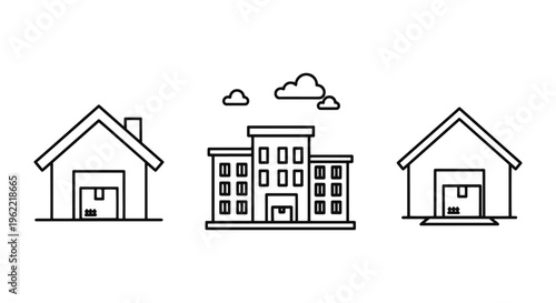 Last Mile Delivery Line art abstract minimal shape illustration