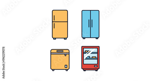 Refrigerated Cabinet Line art clean simple abstract vector