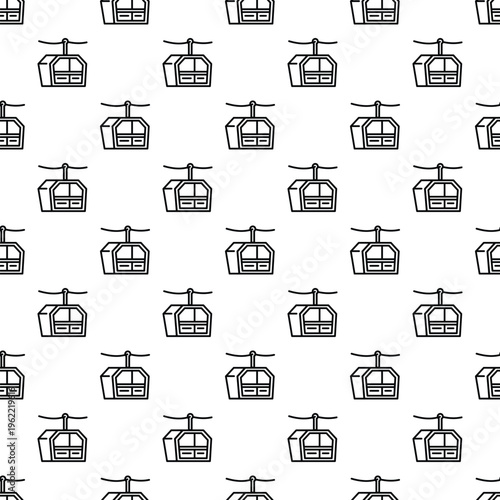 Cable car gondola lift icons creating a repeating seamless pattern