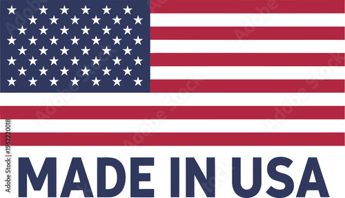 Flag of the united states with made in usa text below it Vector