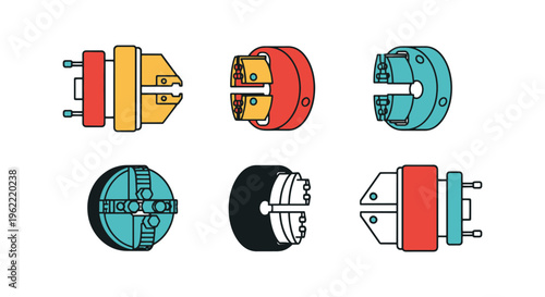 Lathe Chuck Line art vector simple graphic abstract