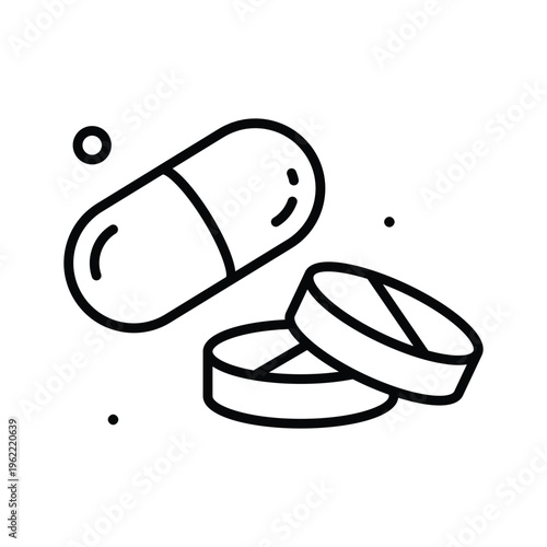 Easy to edit line icon showing drugs medicine pills treatment