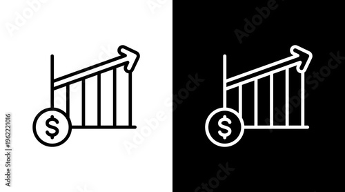 Market Forecasting White Icon Set Design