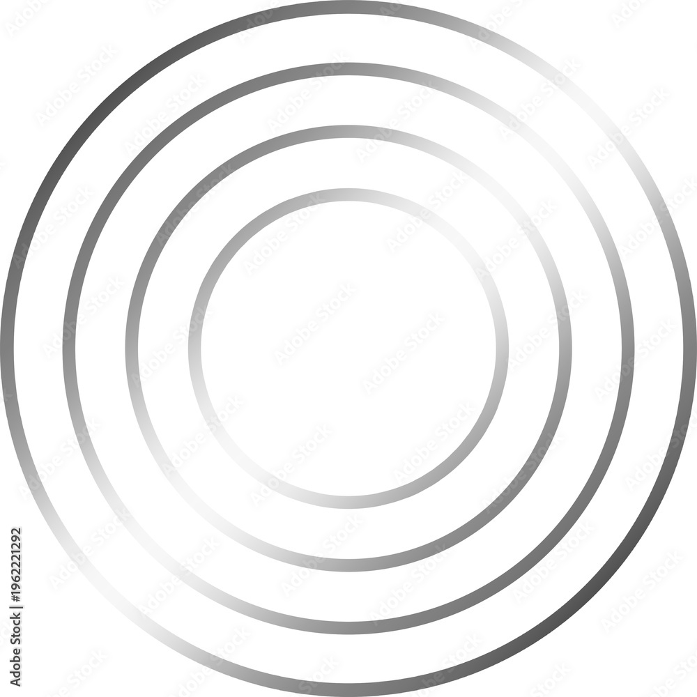 Obraz premium Concentric Circles Gray Gradient Spiral Ring, Silver Metal Round Ripple Effect