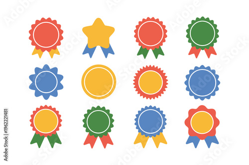 Colorful Award Ribbon Badge Icons