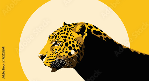 Majestic Leopard Profile with Striking Spots and Intense Gaze.