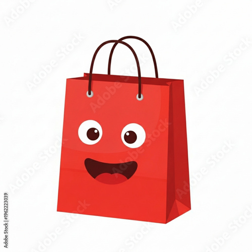 Happy Red Shopping Bag Icon
