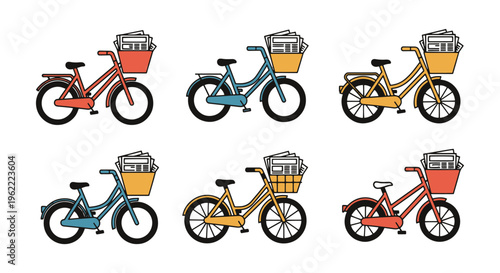Newspaper Delivery Bike Line clean abstract color pattern