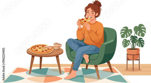 Young woman enjoying a cup of coffee at a cafe