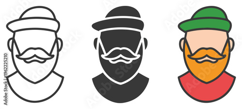 lumberjack bearded man icon set