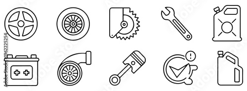 car parts repair icon set