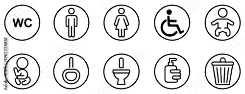 wc restroom hygiene accessibility icon set