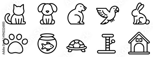 pet animal domestic care icon set