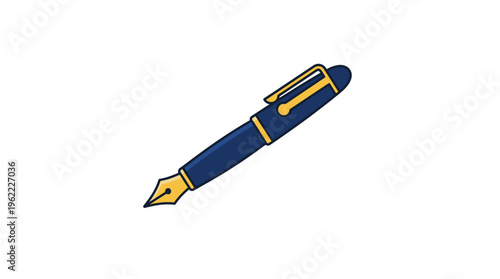 Blue and gold fountain pen nib.