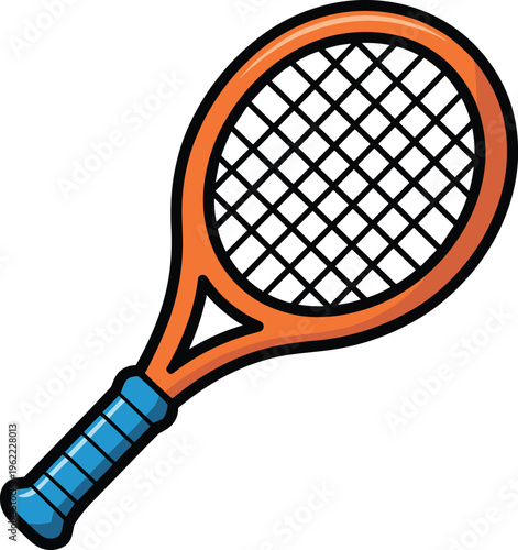 Cartoon tennis racket colorful vector on white background.