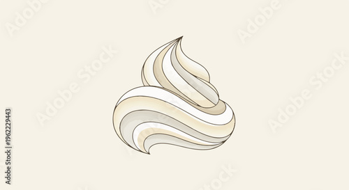 A soft swirl of white frosting with subtle beige and light grey stripes on a cream background