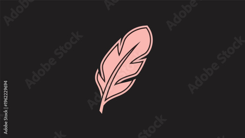 Pink feather illustration on black background