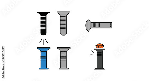 Pop Rivet Line art vector set minimal simple illustration