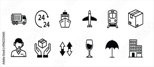 Logistics and delivery icons set