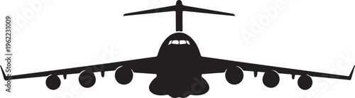 Airplane, aircraft silhouette, black plane icon, vector illustration